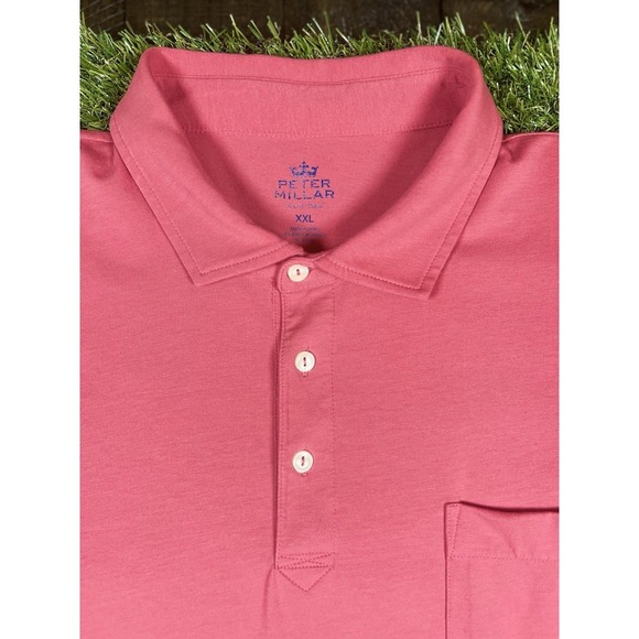 Peter Millar Men's Seaside Wash Polo Shirt, XXL, Pink and Blue Striped - Picture 3 of 9